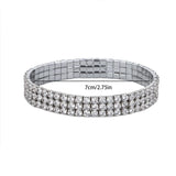 Stonefans 3 Rows Rhinestone Ankle Chains for Women Stretchy Anklet Bracelet