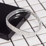 Stonefans 3 Rows Rhinestone Ankle Chains for Women Stretchy Anklet Bracelet