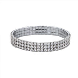 Stonefans 3 Rows Rhinestone Ankle Chains for Women Stretchy Anklet Bracelet