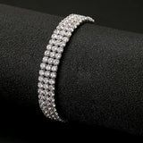 Stonefans 3 Rows Rhinestone Ankle Chains for Women Stretchy Anklet Bracelet