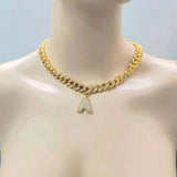 Stonefans Cuban Letter Necklace Baguette Hip Hop Pendant Stainless Jewelry