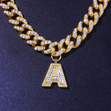Stonefans Cuban Letter Necklace Baguette Hip Hop Pendant Stainless Jewelry