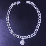 Stonefans Cuban Letter Necklace Baguette Hip Hop Pendant Stainless Jewelry