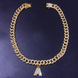 Stonefans Cuban Letter Necklace Baguette Hip Hop Pendant Stainless Jewelry