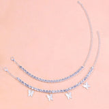 Stonefans 2Pcs Rhinestone Butterfly Anklets Holiday Pendant Ankle Bracelet