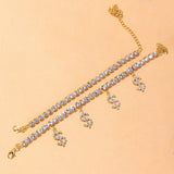 Stonefans Rhinestone Dollar Anklets 2Pcs/Set Boho Summer Foot Chain Bracelet