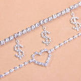 Stonefans Money and Heart Rhinestone Anklet Set - Beach Foot Chain Jewelry