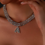 Stonefans Rhinestone Initial Letter Necklace
