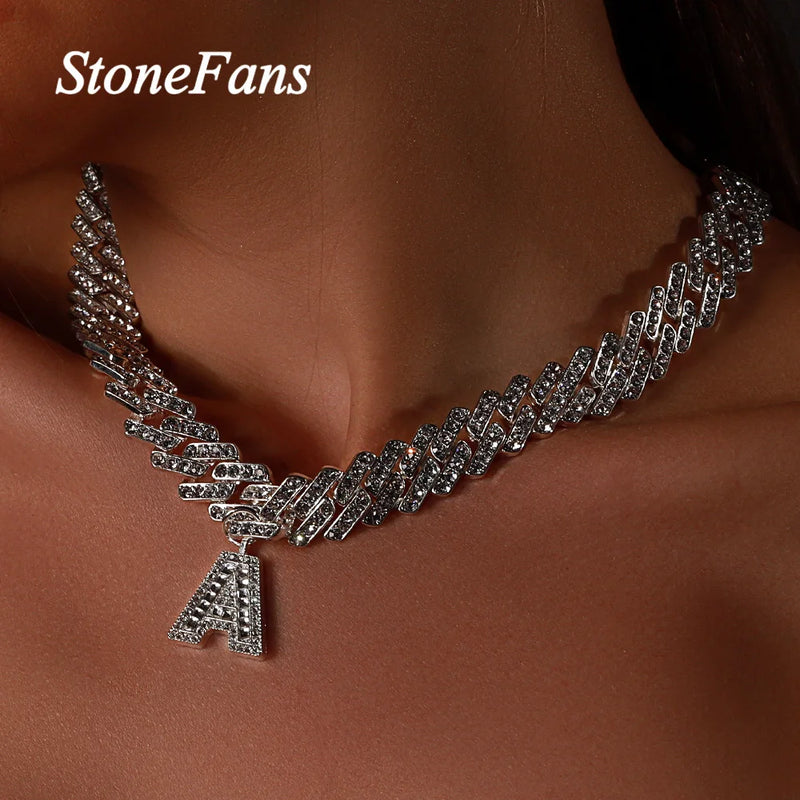 Stonefans Rhinestone Initial Letter Necklace