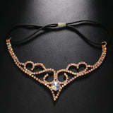 AB Rhinestone V Shape Forehead Chain Headband Hair Jewelry for Women