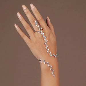 Stonefans Zircon Hand Palm Bracelet for Women Bridal Bangle Jewelry