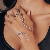 Stonefans Zircon Hand Palm Bracelet for Women Bridal Bangle Jewelry