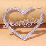Heart Rhinestone Piercing Women's Earrings