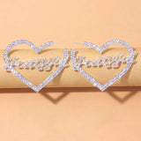 Heart Rhinestone Piercing Women's Earrings