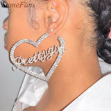 Heart Rhinestone Piercing Women's Earrings
