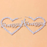 Heart Rhinestone Piercing Women's Earrings