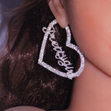 Heart Rhinestone Piercing Women's Earrings