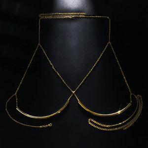 Stonefans Beach Metal Chain Chest Bracket Bra Clothing for Women
