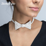Stonefans Crystal Bow Tie Necklace Choker Jewelry for Women