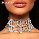 Stonefans Dollar Rhinestone Necklace Choker Crystal Collar Party Jewelry