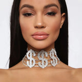 Stonefans Dollar Rhinestone Necklace Choker Crystal Collar Party Jewelry