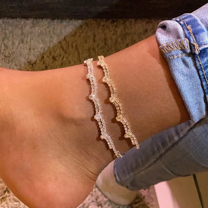 Stonefans Double Layer Wave Anklet Bracelet for Women