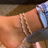 Stonefans Double Layer Wave Anklet Bracelet for Women