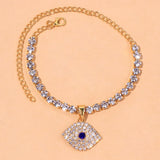 Stonefans Evil Eye Rhinestone Anklet for Women Beach Crystal Barefoot Anklet