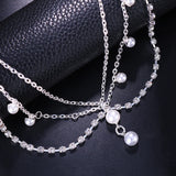 Stonefans Bohemian Rhinestone Pendant Pearls Forehead for Women Bridal