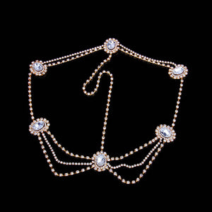 Stonefans Boho Bridal Hair Chain Rhinestone Wedding Jewelry