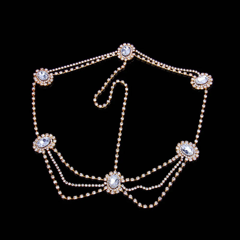 Stonefans Boho Bridal Hair Chain Rhinestone Wedding Jewelry
