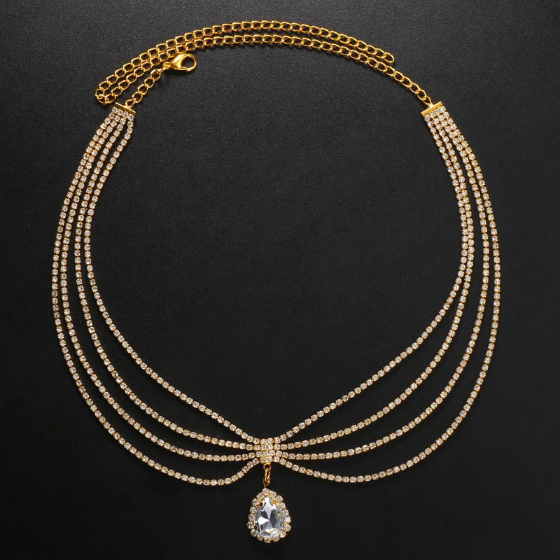 Stonefans Boho Bridal Rhinestone Head Chain Headbands for Women
