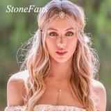 Stonefans Boho Bridal Wedding Head Chain Rhinestone Hair Jewelry