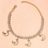 Stonefans Rhinestone Heart Anklet for Women Beach Accessories