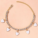Stonefans Rhinestone Heart Anklet for Women Beach Accessories