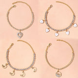 Stonefans Rhinestone Heart Anklet for Women Beach Accessories