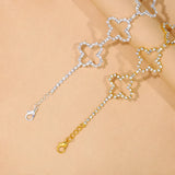 Boho Flower Rhinestone Anklet Bracelet Hollow Out Crystal Foot Chain Jewelry