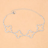Boho Flower Rhinestone Anklet Bracelet Hollow Out Crystal Foot Chain Jewelry