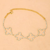 Boho Flower Rhinestone Anklet Bracelet Hollow Out Crystal Foot Chain Jewelry