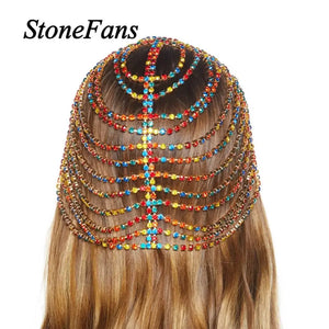 Boho Rhinestone Headband Chain for Women Bridal Indian Wedding Jewelry
