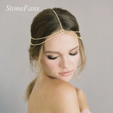 Stonefans Boho Bling Head Chain Wedding Hair Jewelry