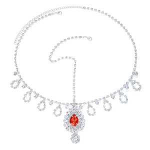 Stonefans Red Water Drop Crystal Forehead Head Chain Headband