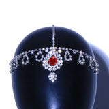 Stonefans Red Water Drop Crystal Forehead Head Chain Headband
