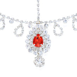 Stonefans Red Water Drop Crystal Forehead Head Chain Headband