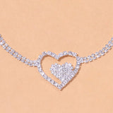 Stonefans Boho Rhinestone Double Heart Anklet Foot Accessories