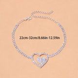 Stonefans Boho Rhinestone Double Heart Anklet Foot Accessories