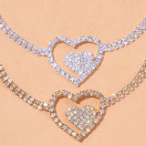 Stonefans Boho Rhinestone Double Heart Anklet Foot Accessories