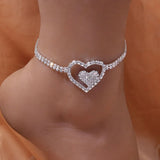 Stonefans Boho Rhinestone Double Heart Anklet Foot Accessories