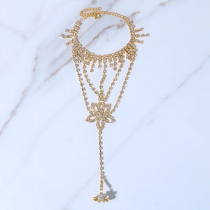 Stonefans Boho Flower Rhinestone Toe Ring Anklet Bracelet