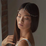 Stonefans Boho Rhinestone Leaf Head Chain for Women Bridal Wedding